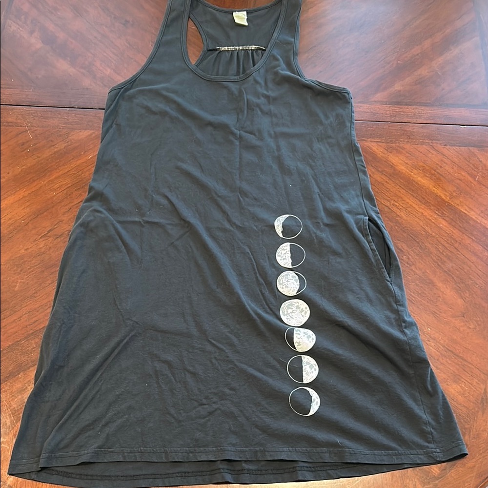 Soul Flower Black and White Moon Phase Racer Back Casual Dress